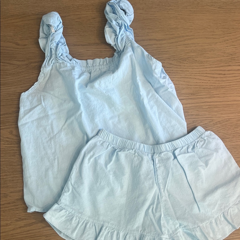 light blue ruffle pajama set